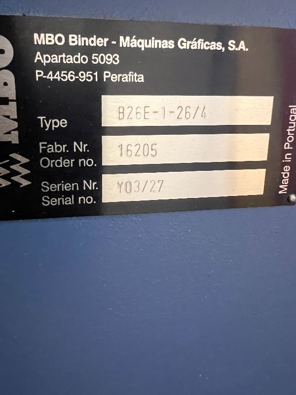 Used 2007 MBO B26E Cont. Feed 4/4/4 w/ A76 Delivery